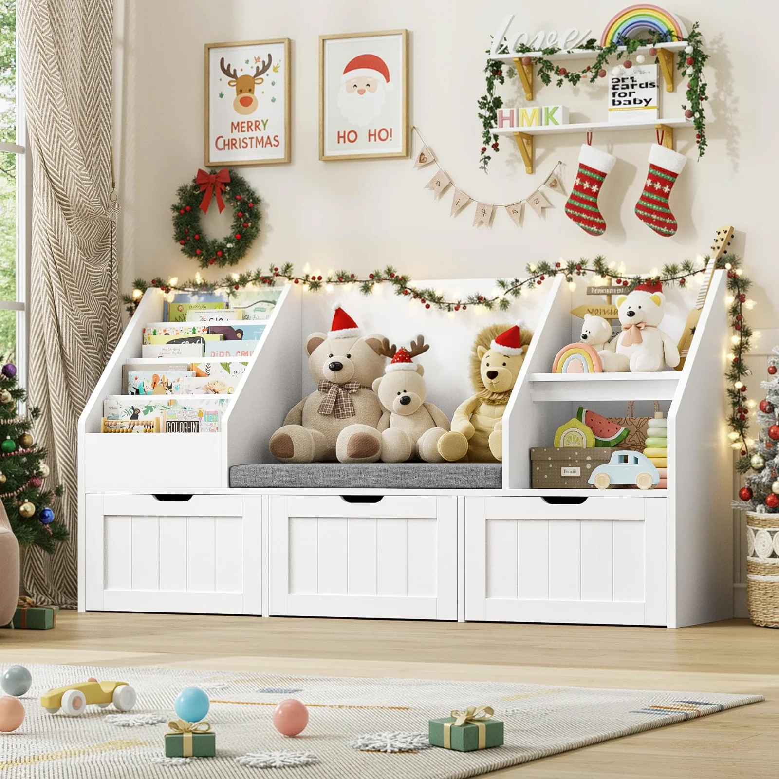 Kids Reading Nook Shelves, White