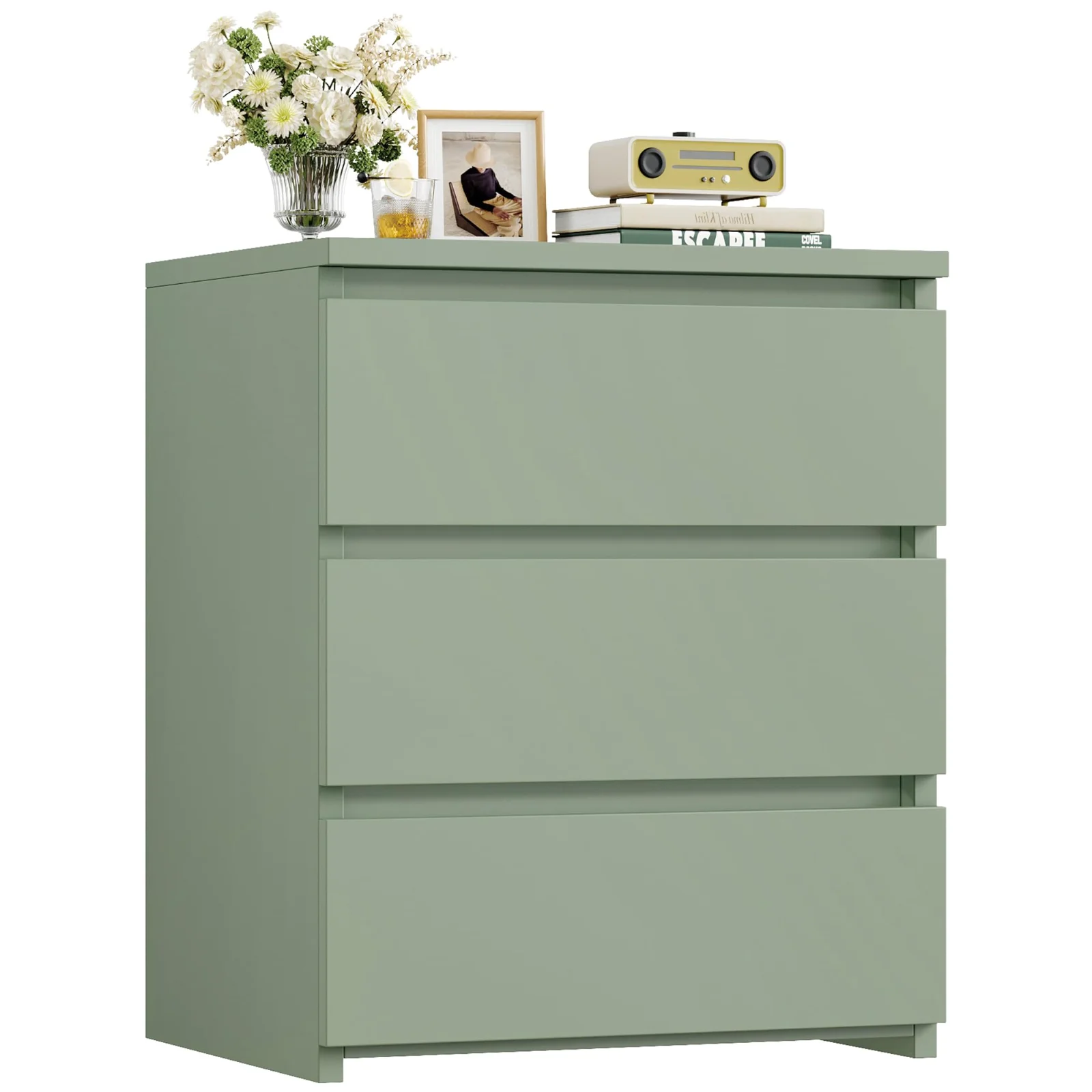 Nightstands, 3 drawers, Green