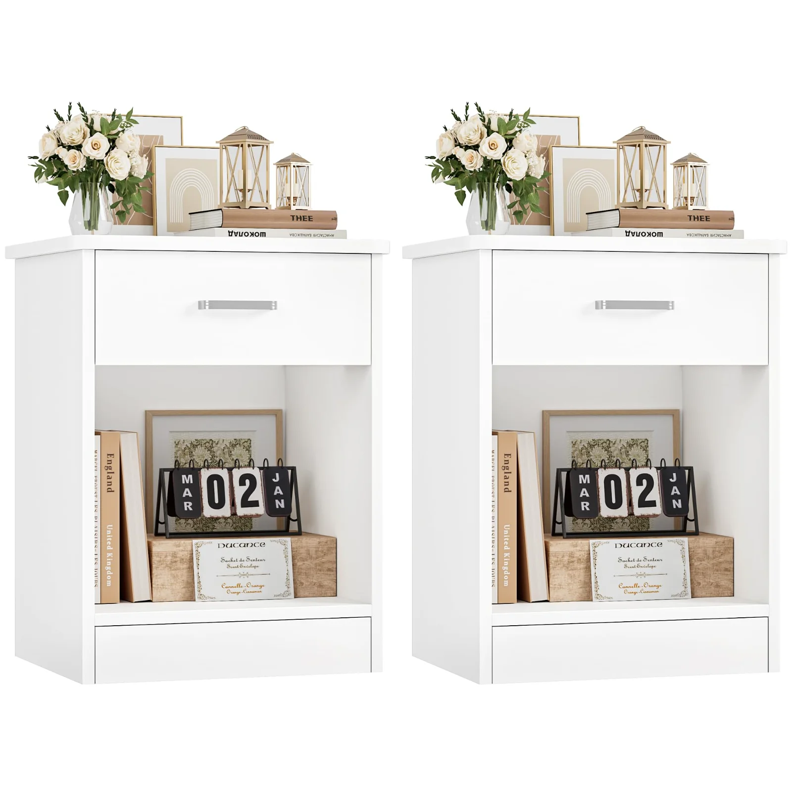 Nightstands, White, set of 2