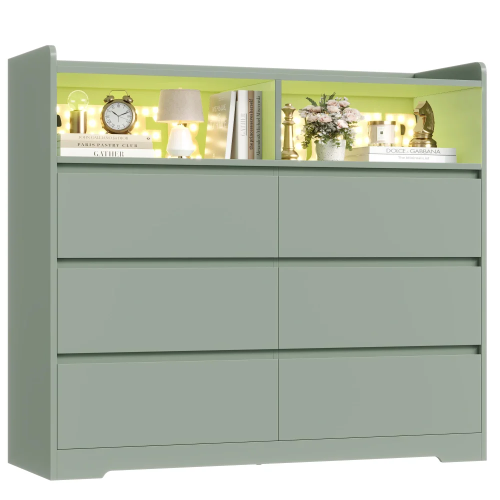 Dressers, 6 drawers, Green