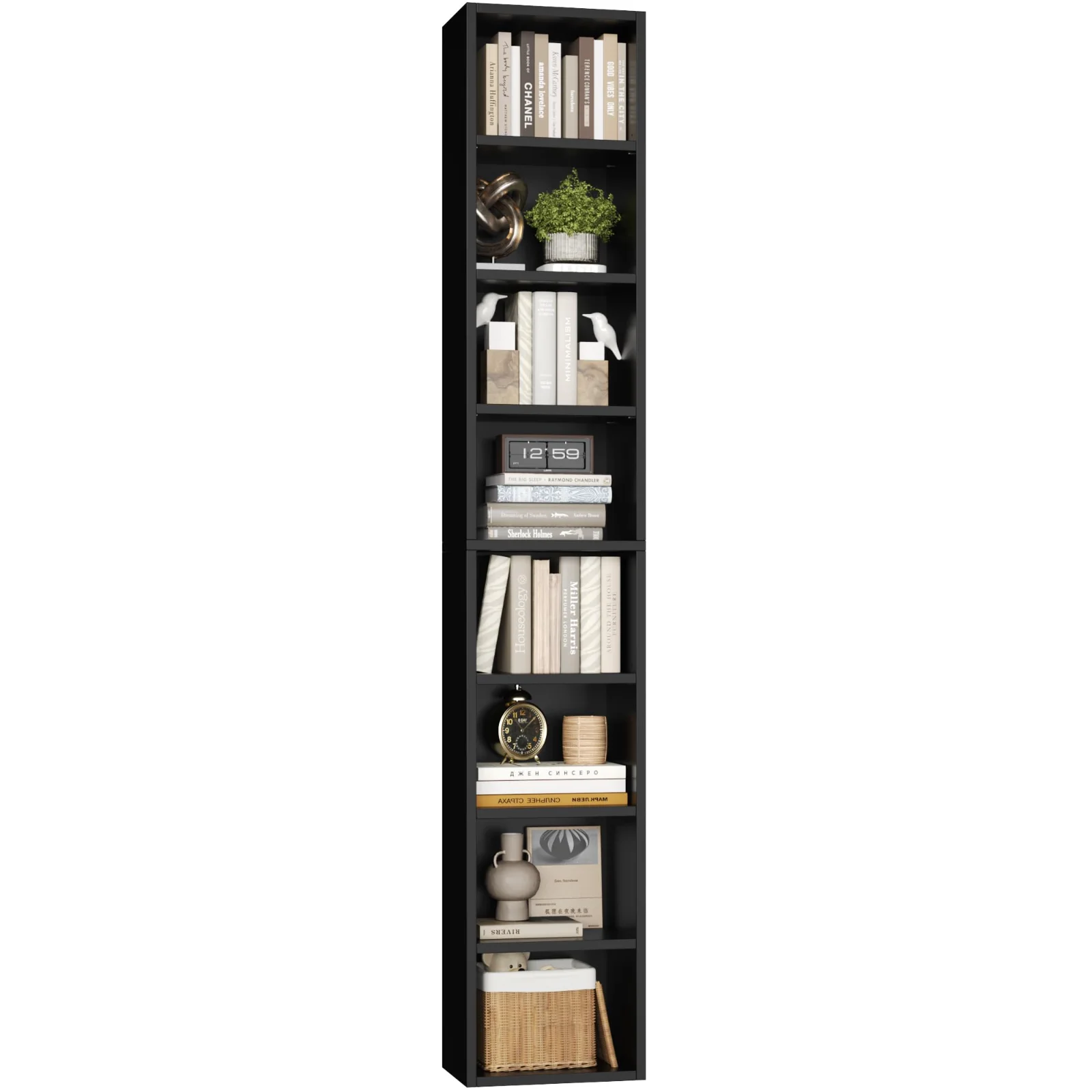 Media Tower Bookshelves, 8 tiers, Black