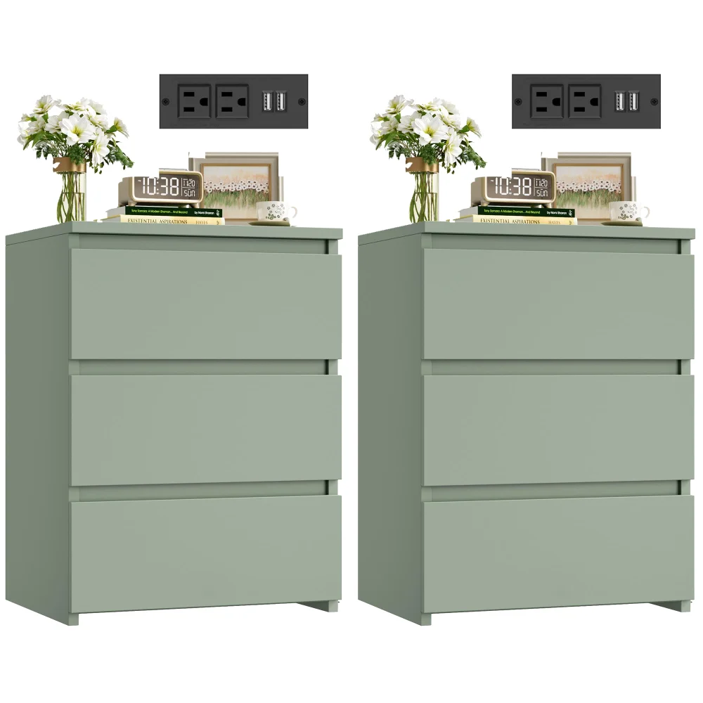 Nightstands, Green, set of 2