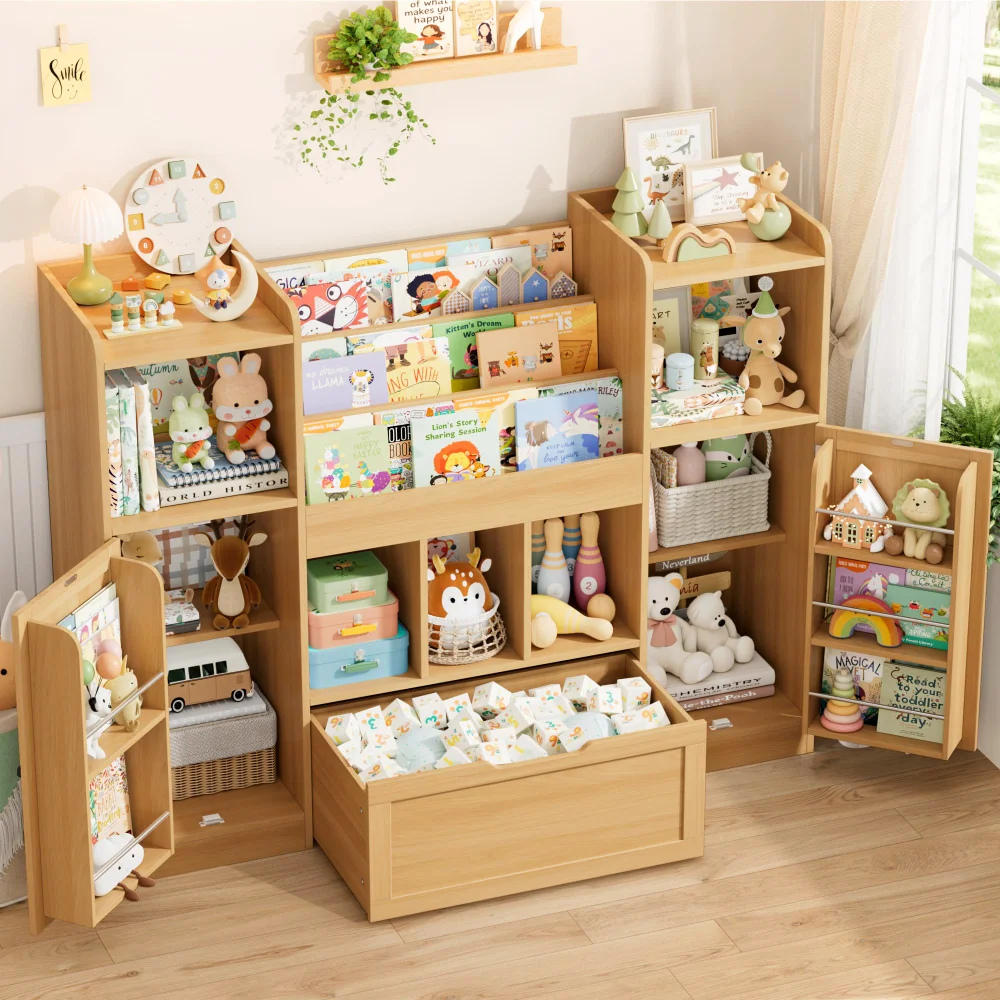 Toy Organizers with Drawers, Natural