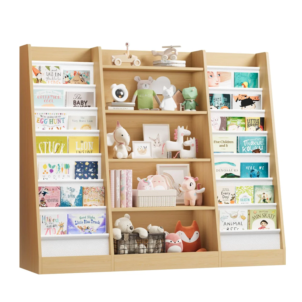 Kids Bookshelves, 51", 5 tiers, Natural