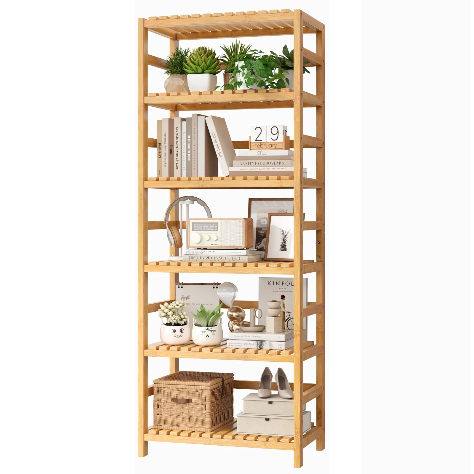 Bamboo Shelves, 6 tiers, Bamboo