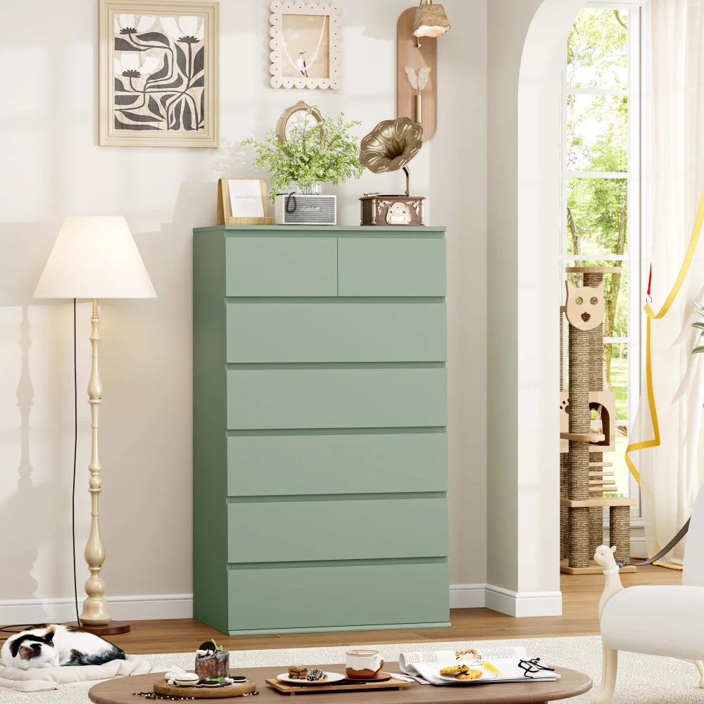 Dressers, 7 drawers, Green