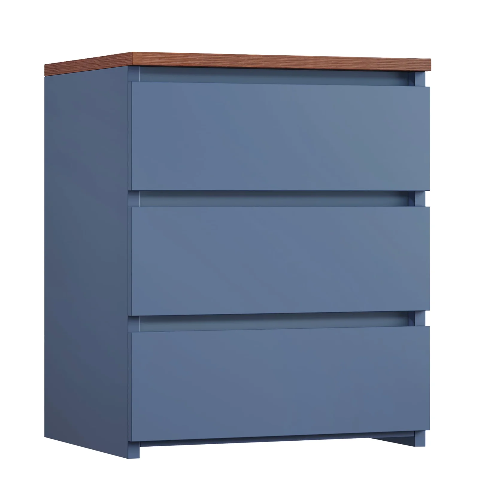 Nightstands, 3 drawers, Blue, set of 2